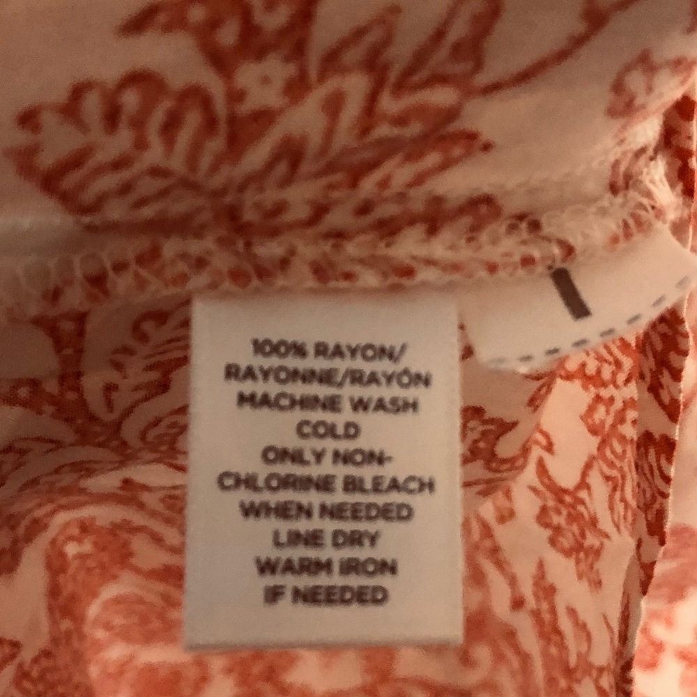Loft Sz Small Petite Floral Paisley Colorful Blouse Top Orange White Office - Picture 7 of 7
